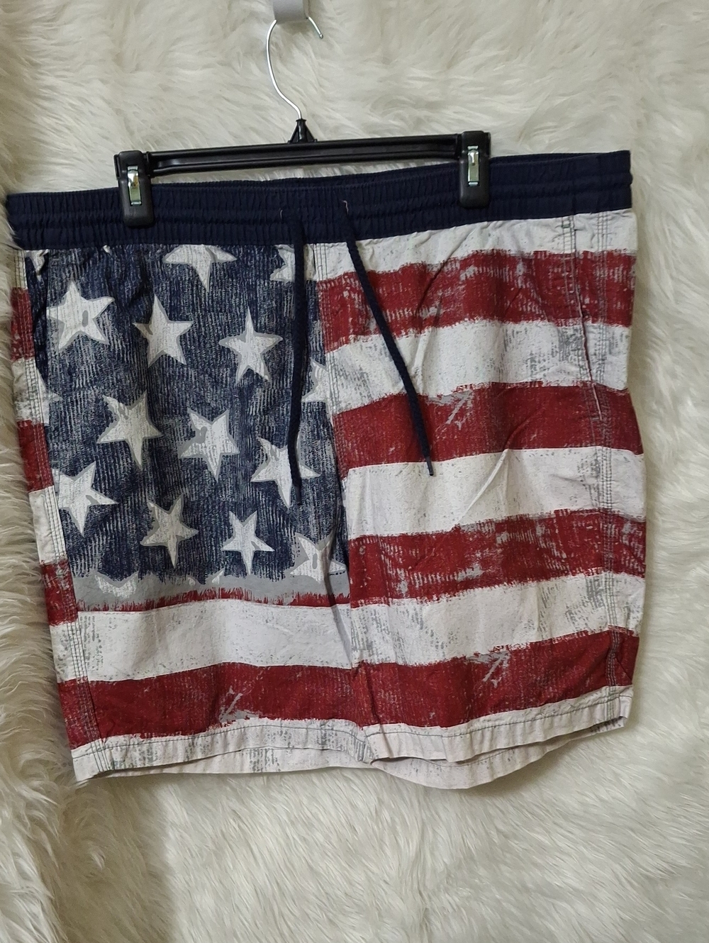 Mossimo Supply Co. Men's Red White and Blue American Flag Swim Shorts